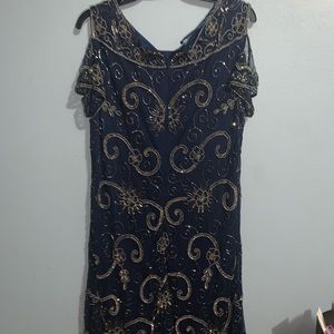 Navy Beaded Cocktail Dress